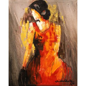 Mashkoor Raza, 24 x 30 Inch, Oil on Canvas, Figurative Painting, AC-MR-478